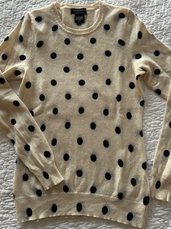 Lord & Taylor 100% Cashmere Sweater – Cream & Black - Picture 1 of 5